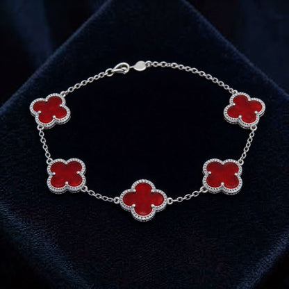 Quatrefoil Ruby Bracelet in 925 Silver