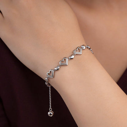 Open Heart Slider Bracelet in 925 Silver
