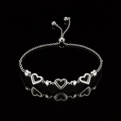Open Heart Slider Bracelet in 925 Silver