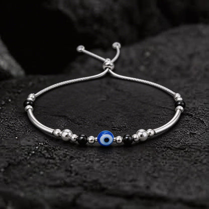 Evil Eye Protection Beaded Bracelet in 925 Silver