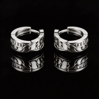 Chain Link Huggie Hoop Earrings in 925 Silver