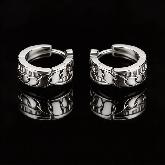 Chain Link Huggie Hoop Earrings in 925 Silver