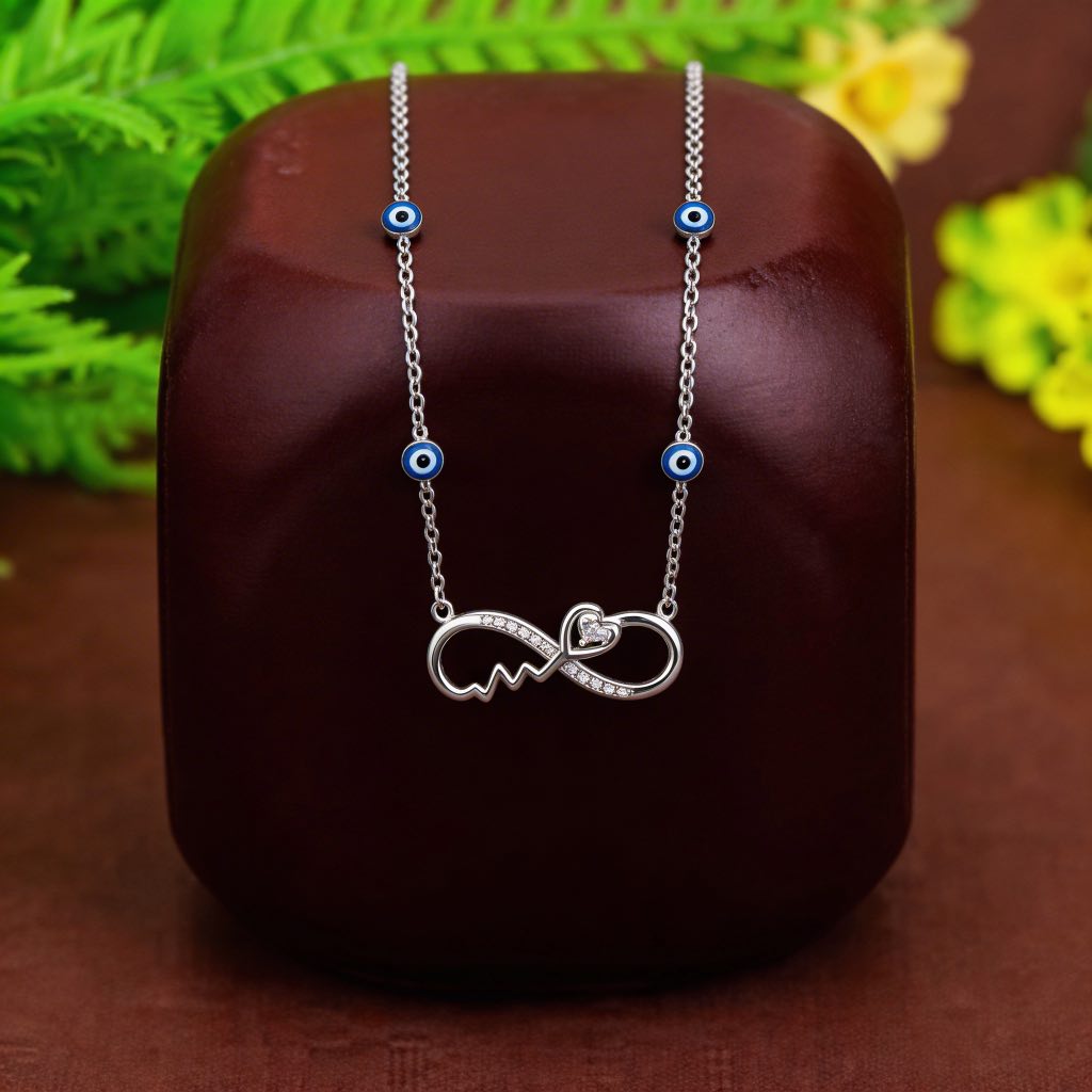 Infinity Heart Evil Eye Necklace in 925 Silver