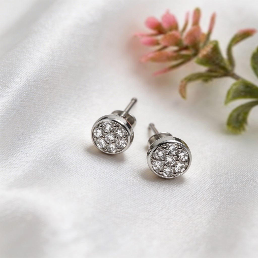 Pave CZ Round Cluster Stud Earrings in 925 Silver