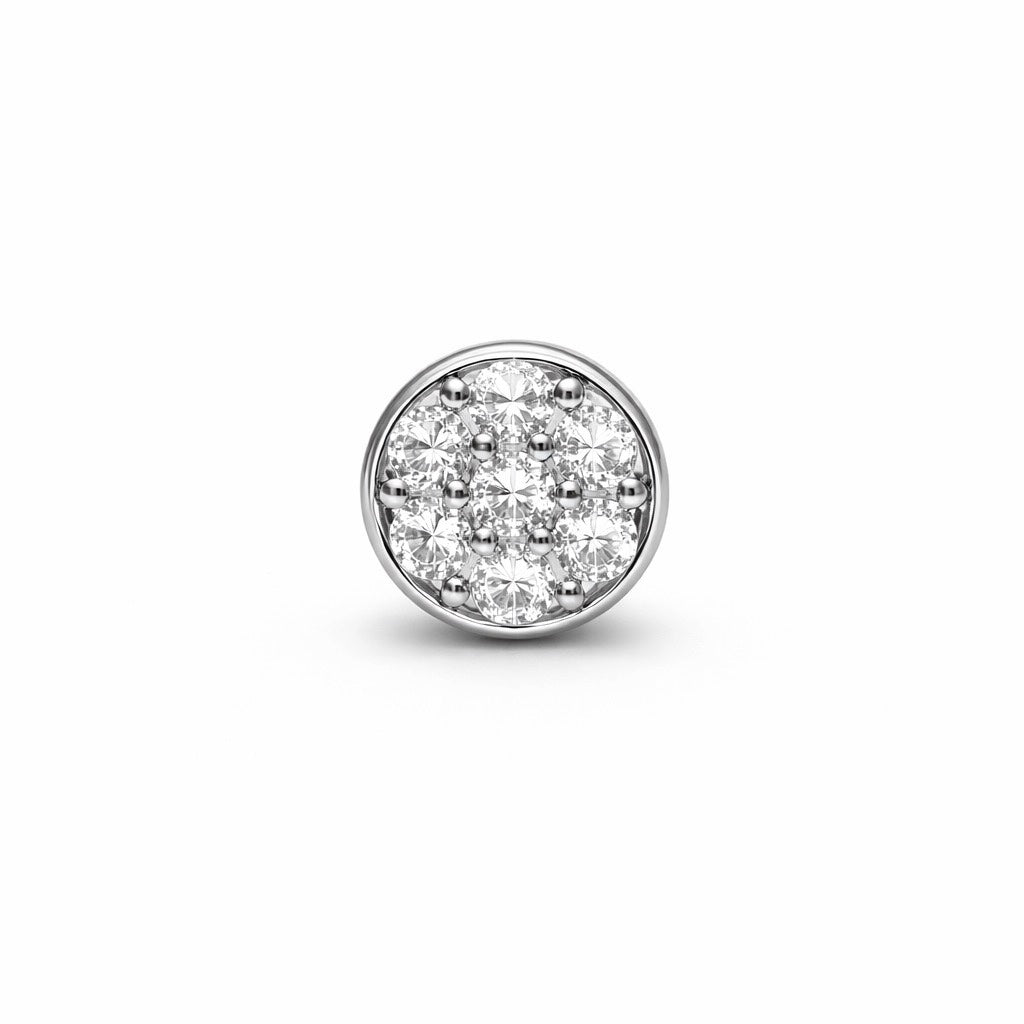 Pave CZ Round Cluster Stud Earrings in 925 Silver