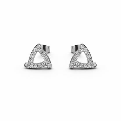 Pave Triangle Stud Earrings in 925 Silver