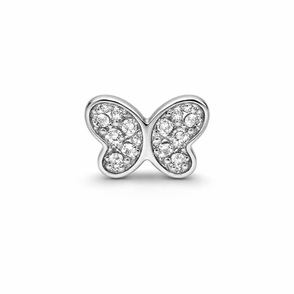 Pave Butterfly Stud Earrings in 925 Silver