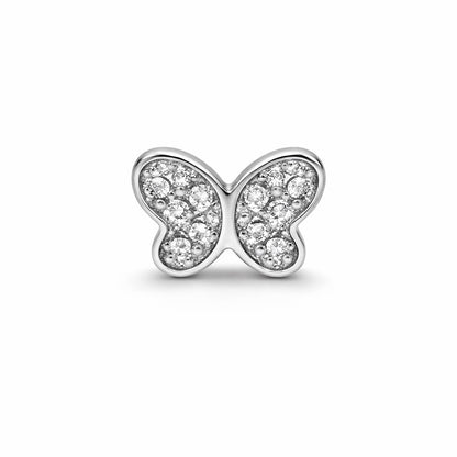 Pave Butterfly Stud Earrings in 925 Silver