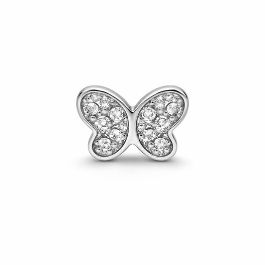 Pave Butterfly Stud Earrings in 925 Silver