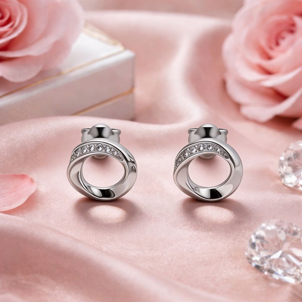 Twisted Pave Infinity Loop Studs in 925 Silver