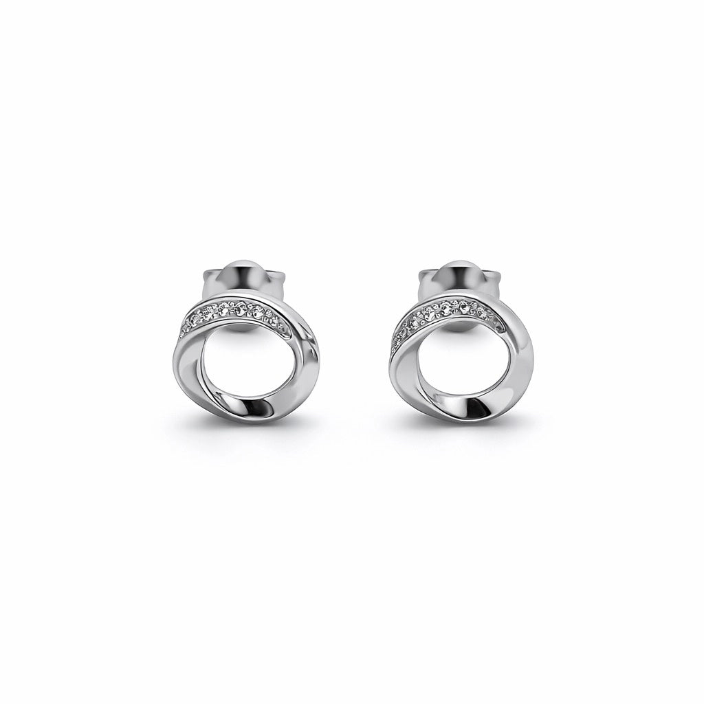 Twisted Pave Infinity Loop Studs in 925 Silver