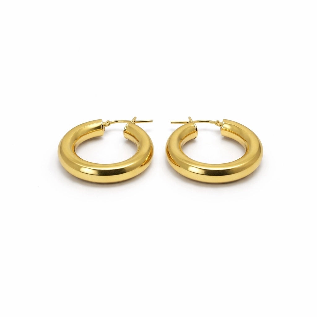 Chunky Gold-Tone Hoop Earrings in 925 Silver