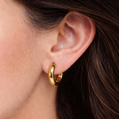 Chunky Gold-Tone Hoop Earrings in 925 Silver