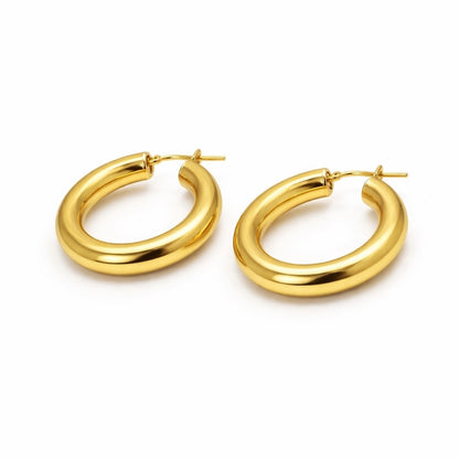Chunky Gold-Tone Hoop Earrings in 925 Silver