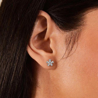 Marquise Flower Stud Earrings in 925 Silver