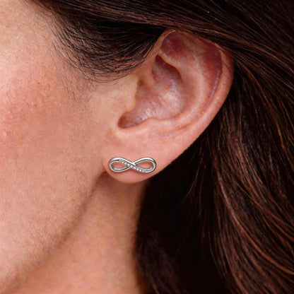 Pave Infinity Symbol Stud Earrings in 925 Silver