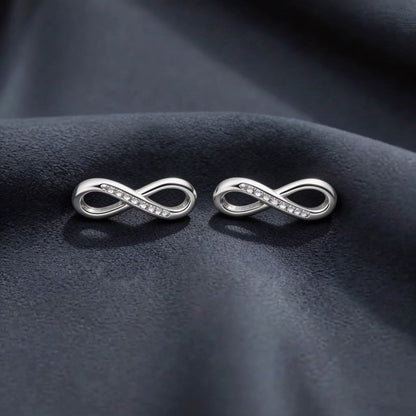 Pave Infinity Symbol Stud Earrings in 925 Silver