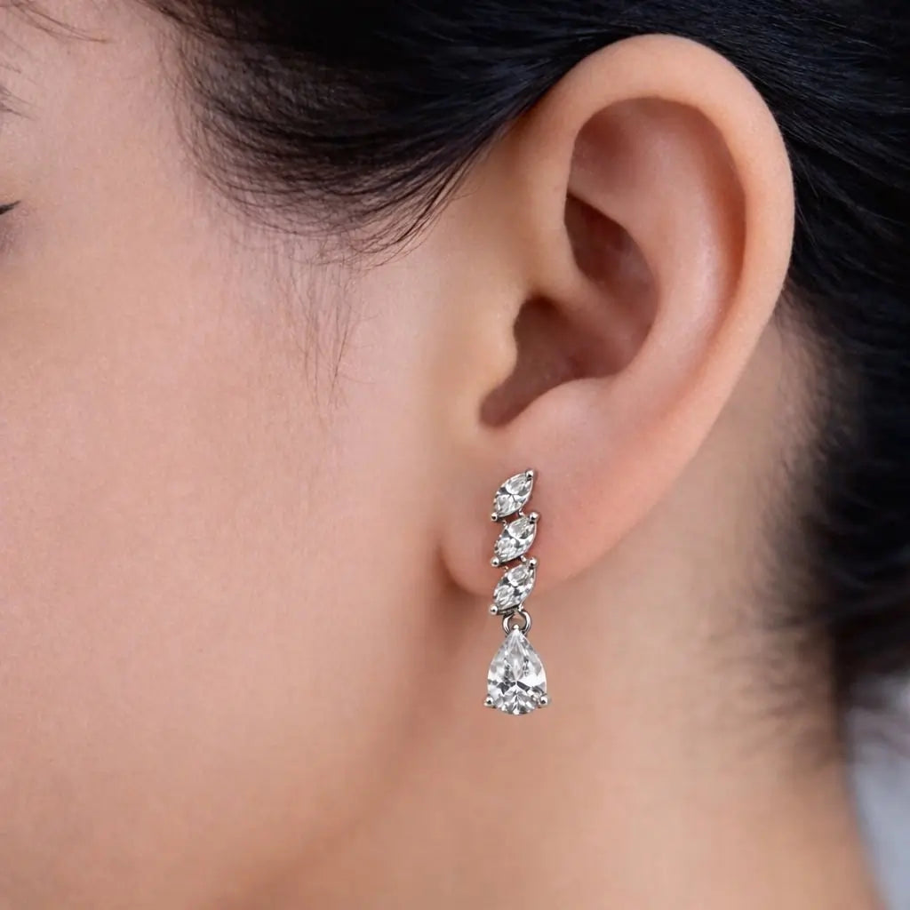 Swarovski Marquise Drop Earrings – Sterling Silver 925 Teardrop Dangle Earrings