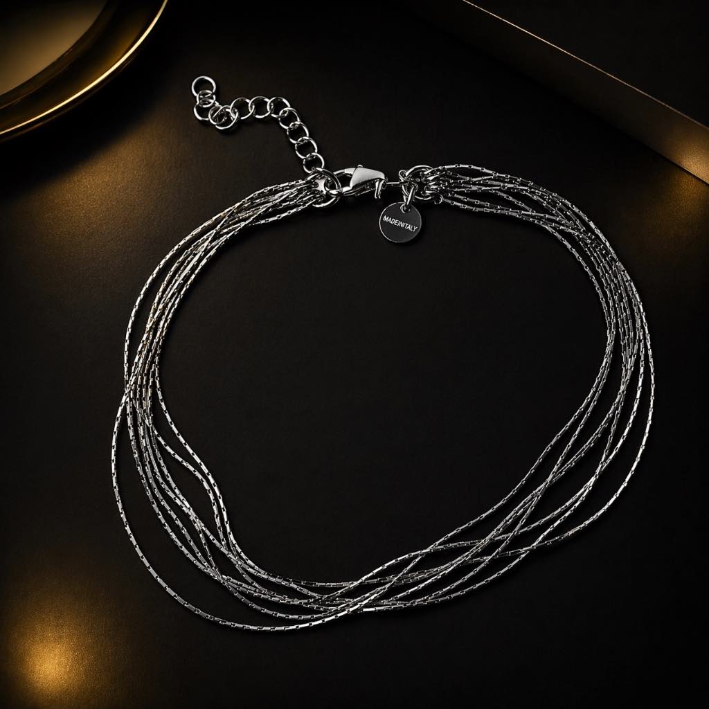 925 Sterling Silver Multi-Layer Chain Anklet – Elegant Minimal Layered Design
