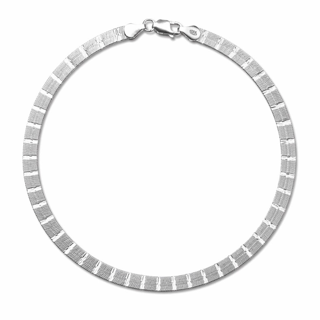 925 Sterling Silver Diamond-Cut Flat Chain Anklet – Sleek Minimal Shine