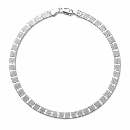 925 Sterling Silver Diamond-Cut Flat Chain Anklet – Sleek Minimal Shine