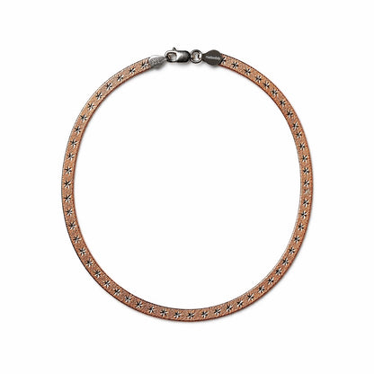 Rose Gold Textured Sterling Silver 925 Anklet – Elegant Flat Chain Design
