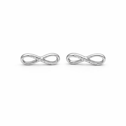 Pave Infinity Symbol Stud Earrings in 925 Silver