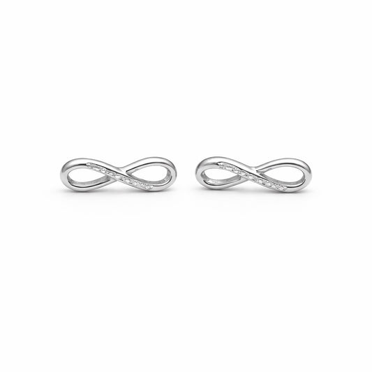Pave Infinity Symbol Stud Earrings in 925 Silver