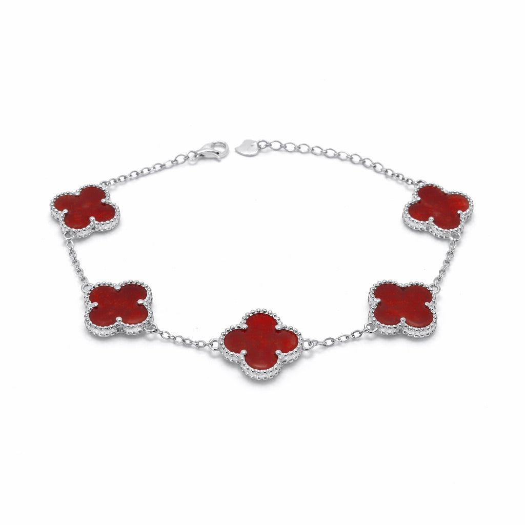 Quatrefoil Ruby Bracelet in 925 Silver