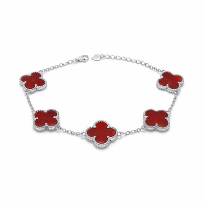 Quatrefoil Ruby Bracelet in 925 Silver
