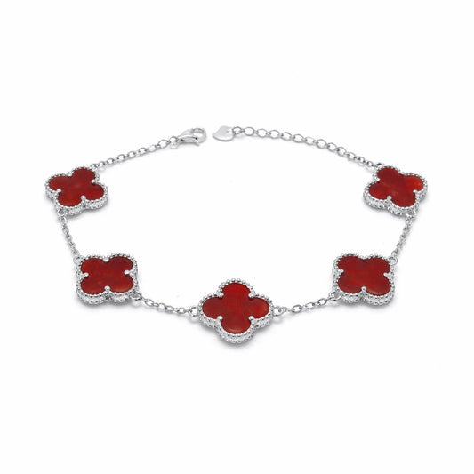 Quatrefoil Ruby Bracelet in 925 Silver