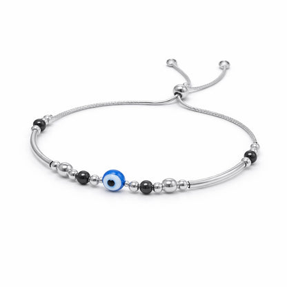 Evil Eye Protection Beaded Bracelet in 925 Silver