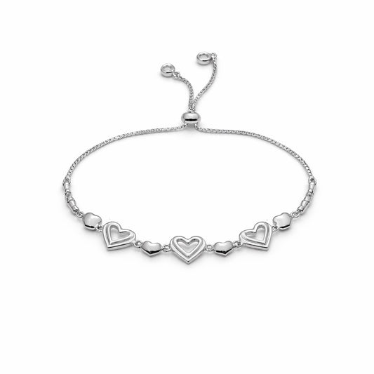 Open Heart Slider Bracelet in 925 Silver