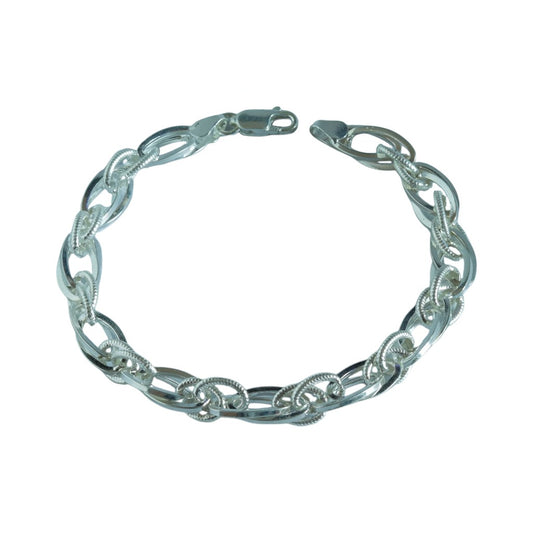 Oval Link Chain Bracelet - 925 Sterling Silver, Adjustable Cuff