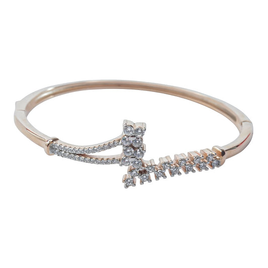 Crystal Rose Gold Cuff Bracelet - Adjustable with CZ Stone Clusters