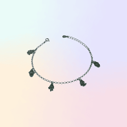 Labubu Monster Charm Bracelet - 925 Silver with Green Enamel Labubu Figures