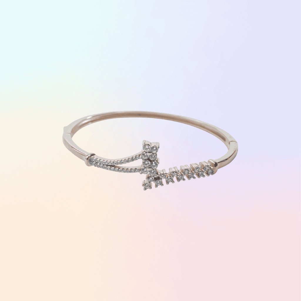 Crystal Rose Gold Cuff Bracelet - Adjustable with CZ Stone Clusters