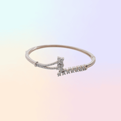 Crystal Rose Gold Cuff Bracelet - Adjustable with CZ Stone Clusters