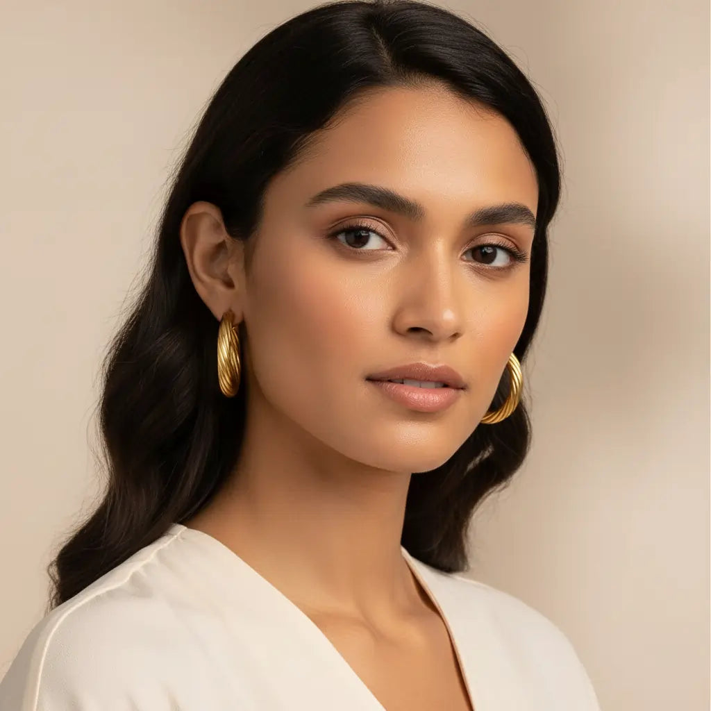 Twisted Rope Hoop Earrings in 925 Silver