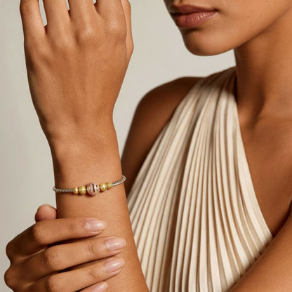 Tri-Tone Beaded Cuff Bracelet