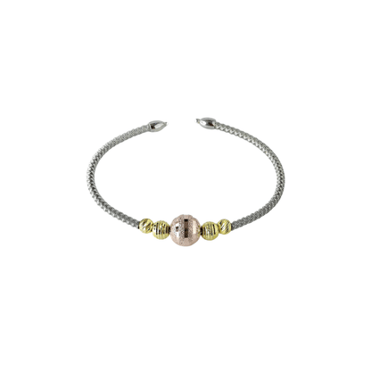 Tri-Tone Beaded Cuff Bracelet