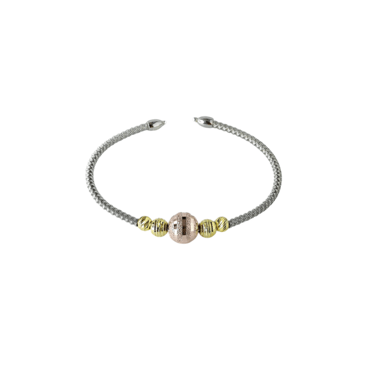 Tri-Tone Beaded Cuff Bracelet