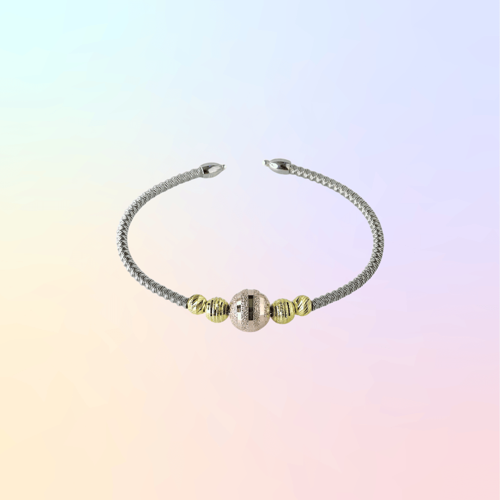 Tri-Tone Beaded Cuff Bracelet