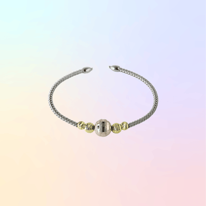Tri-Tone Beaded Cuff Bracelet