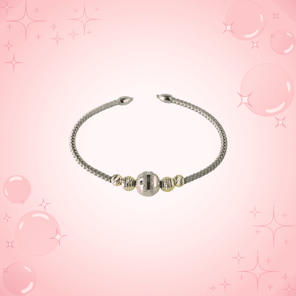 Tri-Tone Beaded Cuff Bracelet