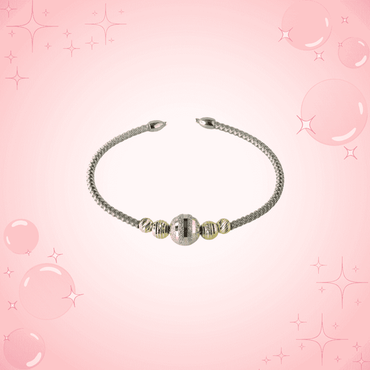 Tri-Tone Beaded Cuff Bracelet