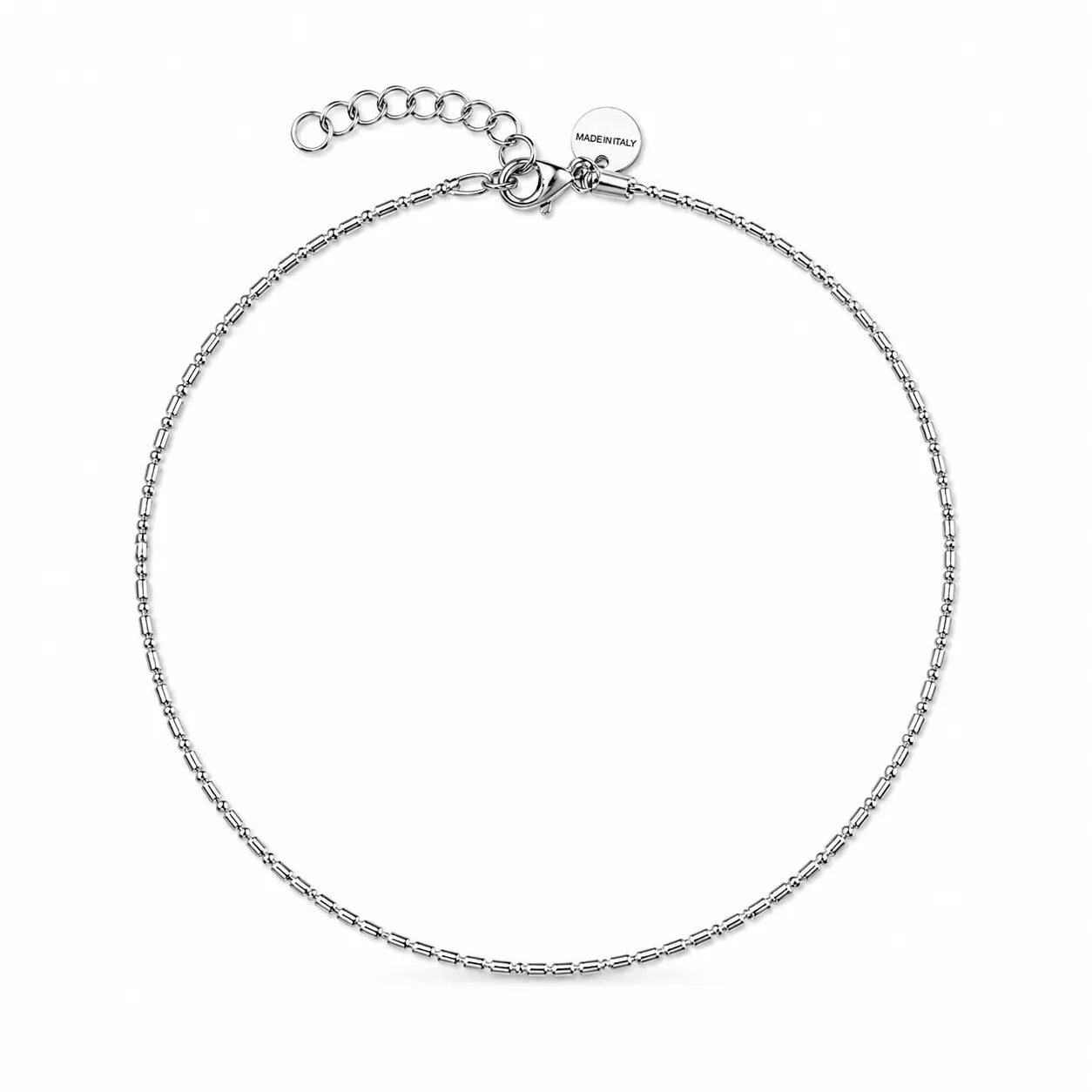 Italian Bead & Bar Chain Anklet – 925 Sterling Silver (Minimal Everyday Elegance)