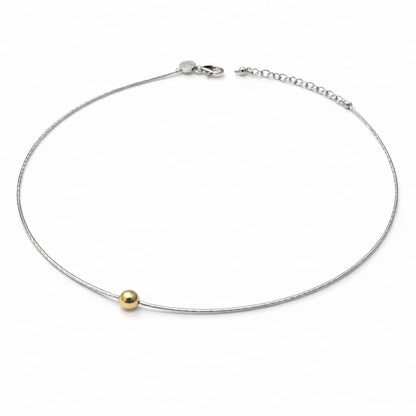 Minimal Duo 925 Sterling Silver Necklace with Gold Accent Bead