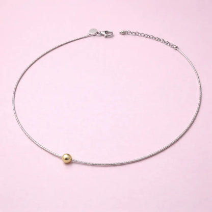 Minimal Duo 925 Sterling Silver Necklace with Gold Accent Bead