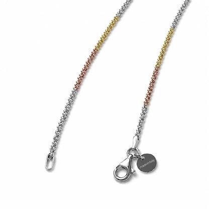 Italian Tri-Tone Textured Chain Anklet – 925 Sterling Silver (Gold, Rose Gold & Silver Finish)